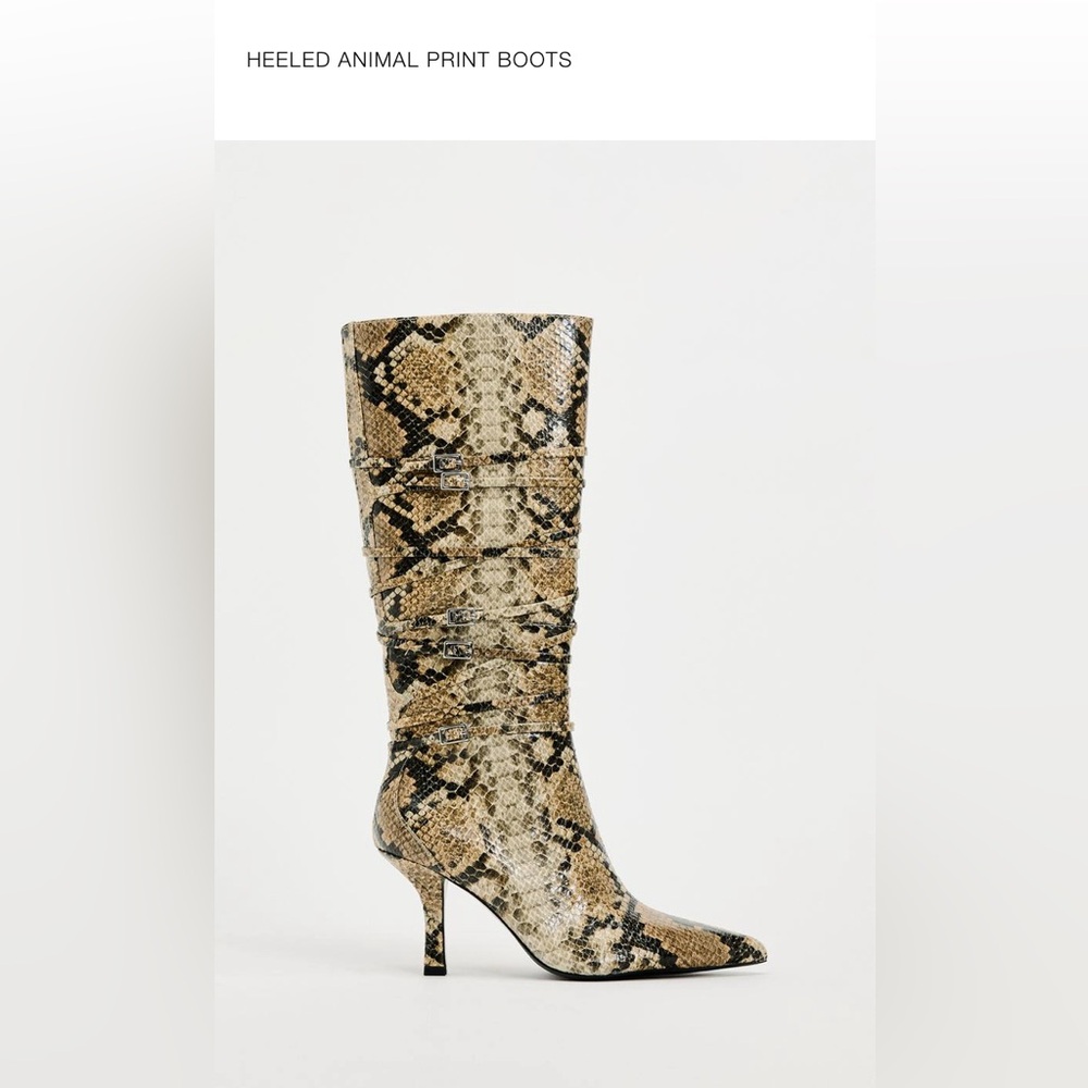 New Zara Animal print Snakeskin tall boots, size 8/39, never worn
